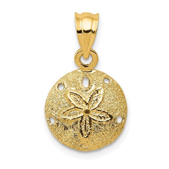 14k Yellow Gold Solid Polished Laser-Cut Sand Dollar Pendant